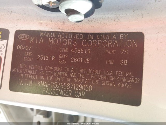 44245270 :رقم المزاد ، KNAFG526587129050 vin ، 2008 Kia Rondo Lx V6 مزاد بيع