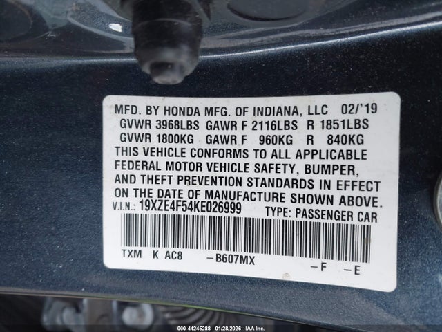 19XZE4F54KE026999 Honda INSIGHT EX