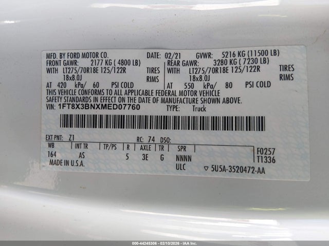 1FT8X3BNXMED07760 Ford F-350 Xl