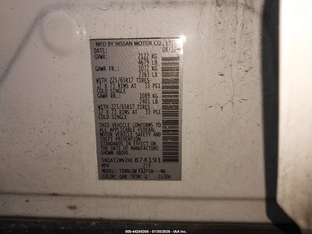 Nissan ROGUE SV 2017 5N1AT2MV2HC874191 Image 9