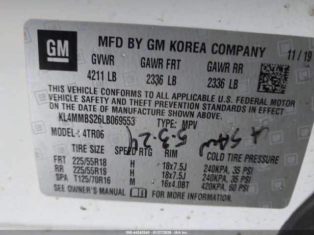 Aukcja sprzedaży 2020 Buick Encore Gx Fwd Preferred, vin: KL4MMBS26LB069553, numer aukcji: 44245340