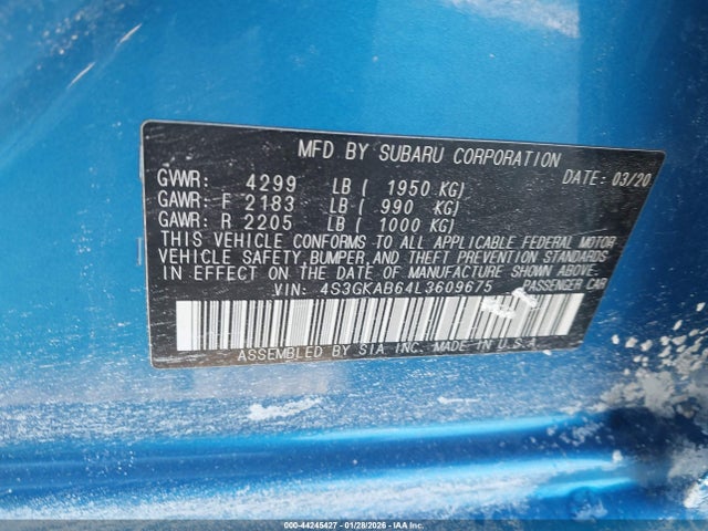Продажа на аукционе авто 2020 Subaru Impreza Sedan, vin: 4S3GKAB64L3609675, номер лота: 44245427