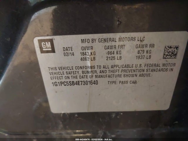 Aukcja sprzedaży 2014 Chevrolet Cruze 1lt Auto, vin: 1G1PC5SB4E7301640, numer aukcji: 44245476