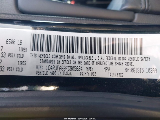 2015 JEEP GRAND CHEROKEE 1C4RJFAG0FC905624 Photo 8