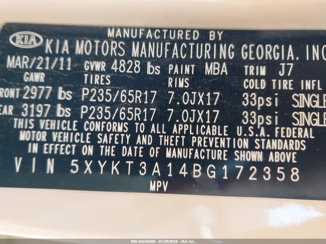 2011 KIA SORENTO 5XYKT3A14BG172358 Photo 8