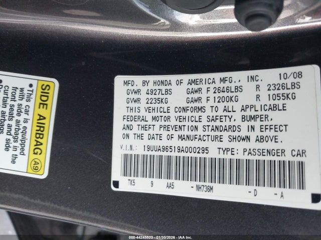 2009 ACURA TL 19UUA96519A000295 Photo 8