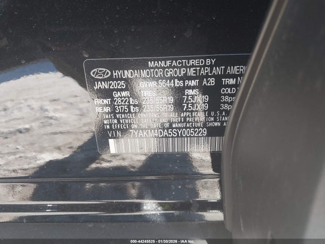 2025 Hyundai Ioniq 5 Se მანქანა იყიდება აუქციონზე, vin: 7YAKM4DA5SY005229, აუქციონის ნომერი: 44245525