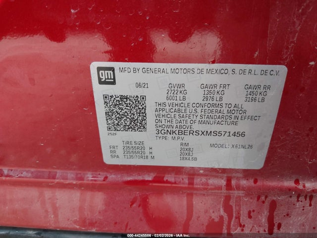 3GNKBERSXMS571456 Chevrolet Blazer Fwd Rs