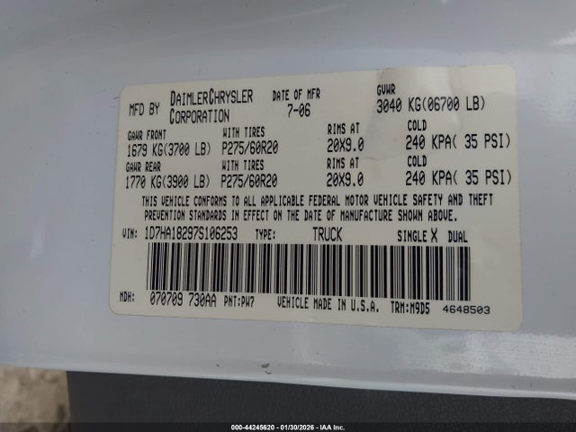 2007 DODGE RAM 1500 1D7HA18297S106253 Photo 8