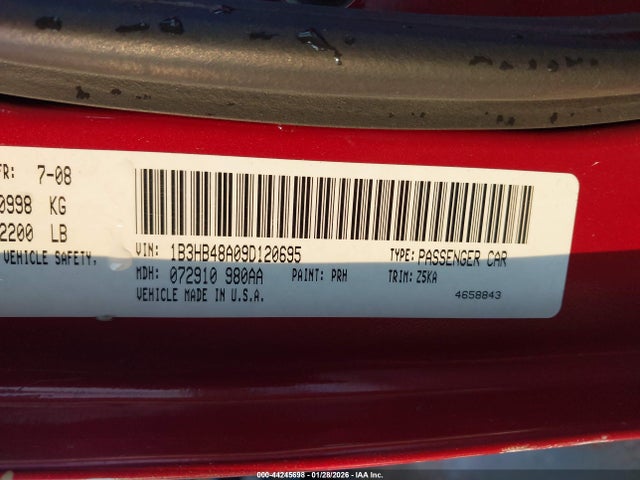 2009 DODGE CALIBER 1B3HB48A09D120695 Photo 8