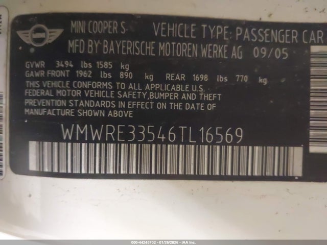 2006 MINI COOPER S WMWRE33546TL16569 Photo 8