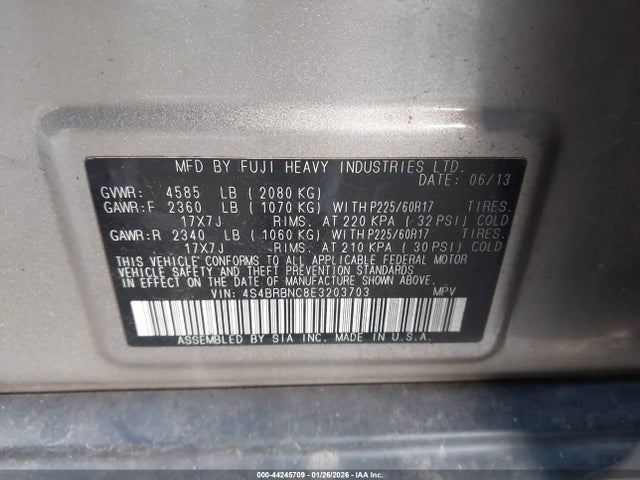 Subaru Outback 2.5i Limited 2014 4S4BRBNC8E3203703 Image 9