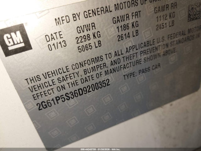 Продаж на аукціоні авто 2013 Cadillac Xts Luxury, vin: 2G61P5S36D9200352, номер лоту: 44245759