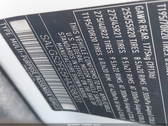 2017 LAND ROVER RANGE ROVER SALGS2FE5HA338001 Photo 8