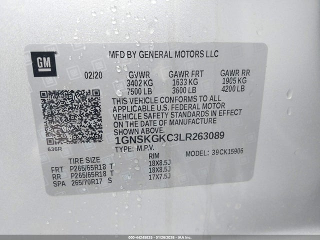 1GNSKGKC3LR263089 Chevrolet Suburban 4wd Ls