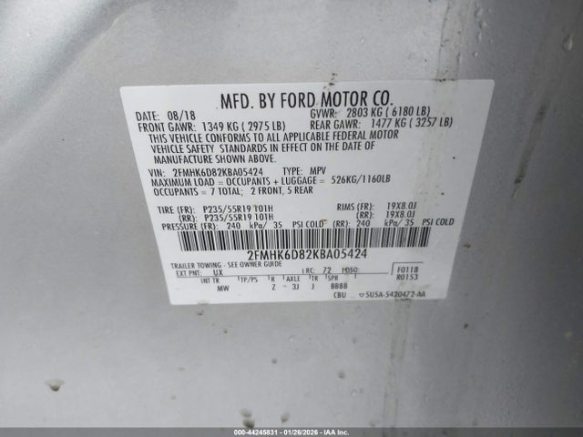 2FMHK6D82KBA05424 Ford Flex Limited