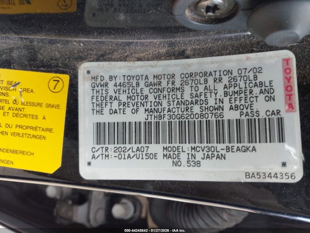 2002 LEXUS ES 300 JTHBF30G620080766 Photo 8