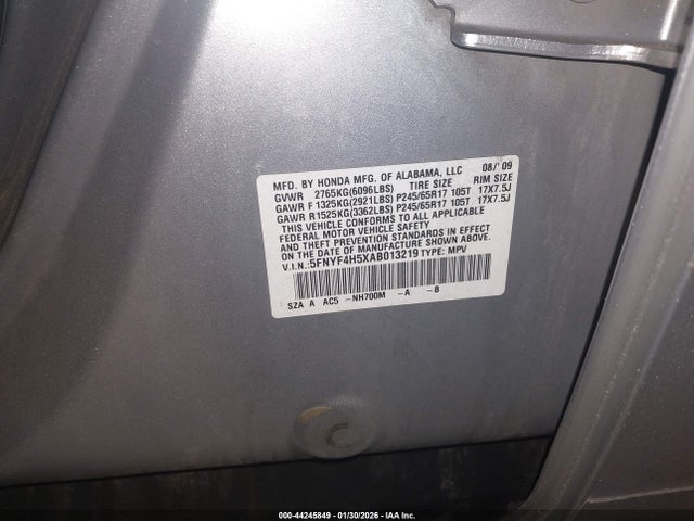 44245849 :رقم المزاد ، 5FNYF4H5XAB013219 vin ، 2010 Honda Pilot Ex-l مزاد بيع