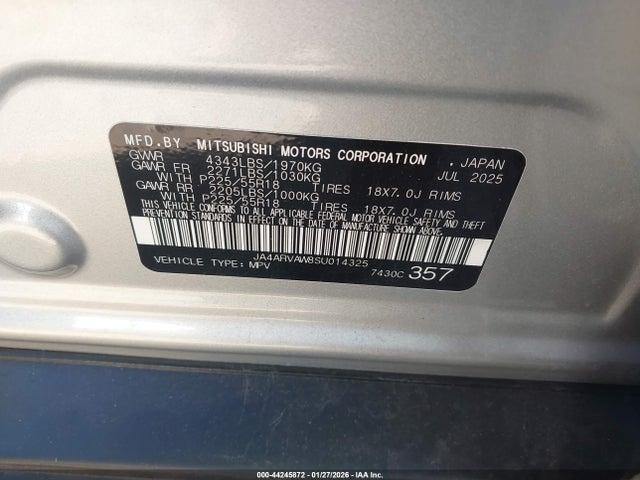 2025 MITSUBISHI OUTLANDER SPORT JA4ARVAW8SU014325 Photo 8