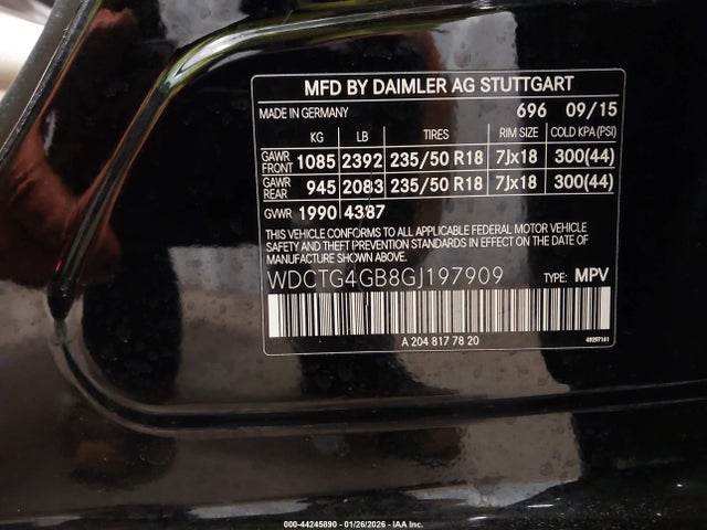 WDCTG4GB8GJ197909 Mercedes-Benz Gla 250 4matic