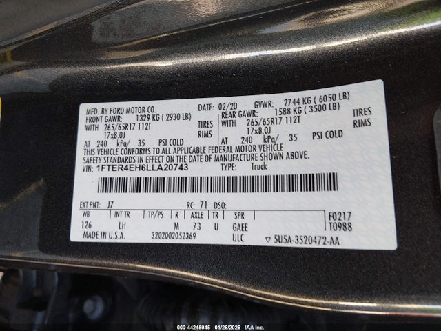 1FTER4EH6LLA20743 Ford Ranger Xlt