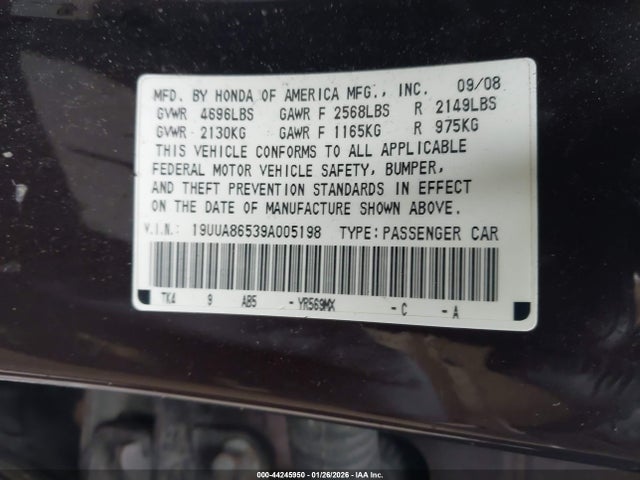 2009 ACURA TL 19UUA86539A005198 Photo 8