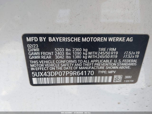 5UX43DP07P9R64170 BMW X3 Sdrive30i