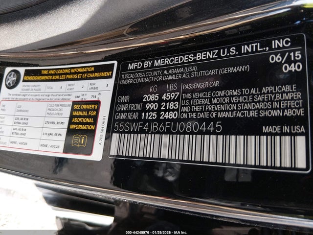 Продажа на аукционе авто 2015 Mercedes-benz C 300, vin: 55SWF4JB6FU080445, номер лота: 44245976