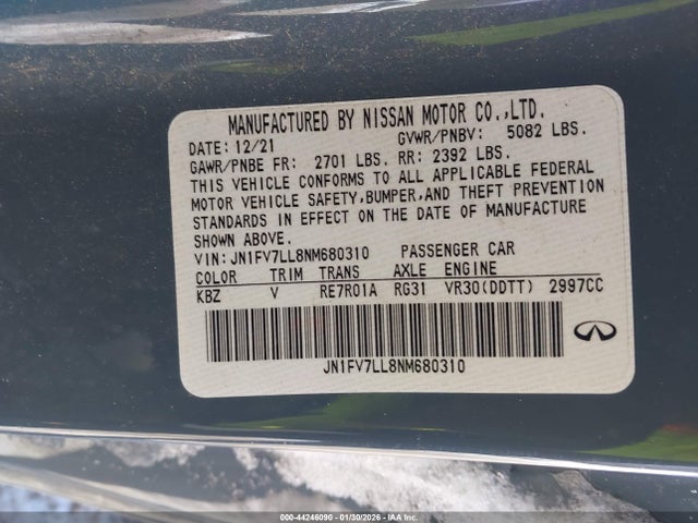 JN1FV7LL8NM680310 Infiniti Q60 Red Sport 400 Awd