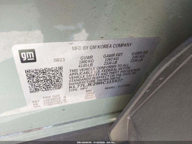 KL77LJE29RC115937 Chevrolet Trax Fwd 2rs
