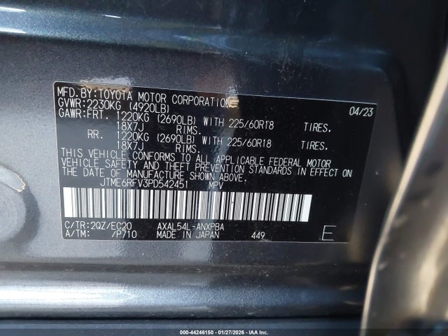 JTME6RFV3PD542451 Toyota Rav4 Hybrid Xse