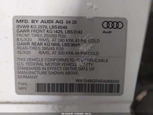 2025 AUDI Q6 E-TRON WA124BGF4SA056243 Photo 8