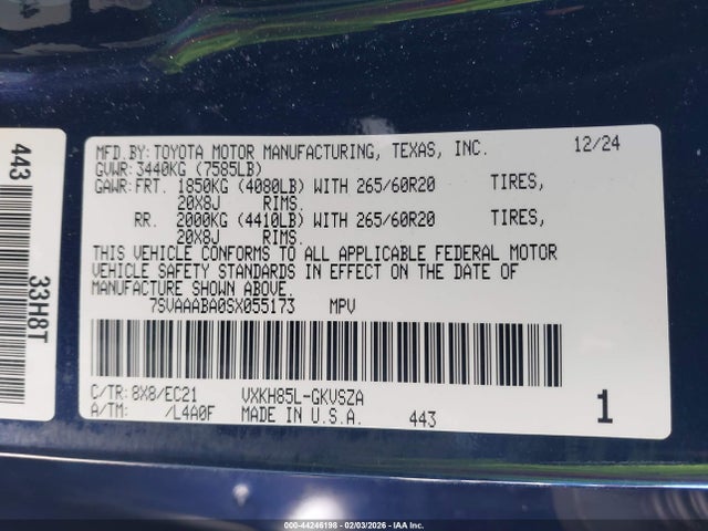 Toyota Sequoia Sr5 2025 7SVAAABA0SX055173 Image 9