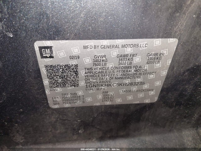 1GNSKHKC5KR283235 Chevrolet Suburban Lt