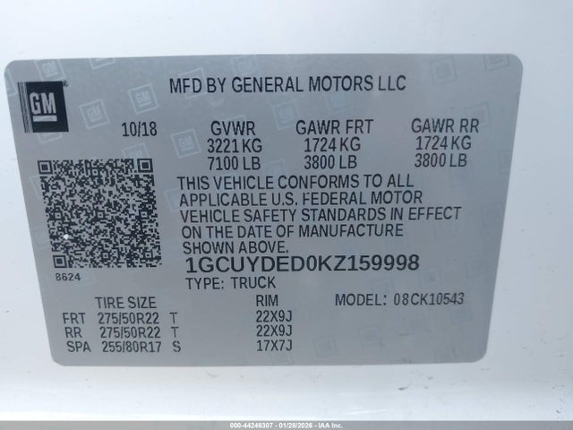 1GCUYDED0KZ159998 Chevrolet Silverado 1500 Lt