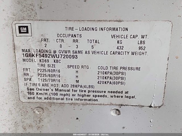 1998 CADILLAC DEVILLE 1G6KF5492WU720093 Photo 8