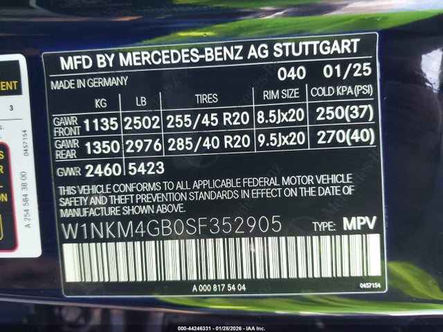 44246331 :رقم المزاد ، W1NKM4GB0SF352905 vin ، 2025 Mercedes-benz Glc 300 Suv مزاد بيع