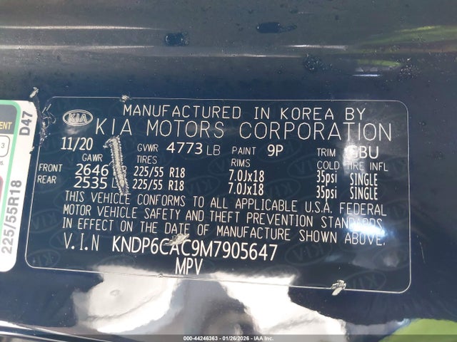 KNDP6CAC9M7905647 KIA SPORTAGE S