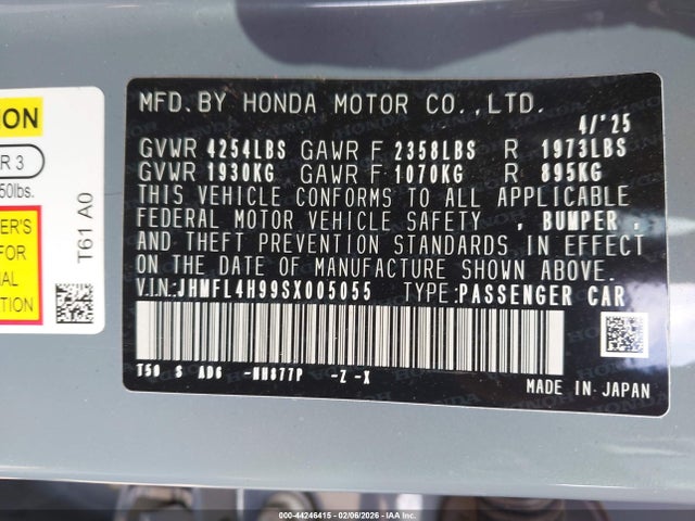 JHMFL4H99SX005055 Honda Civic Hybrid Sport Touring