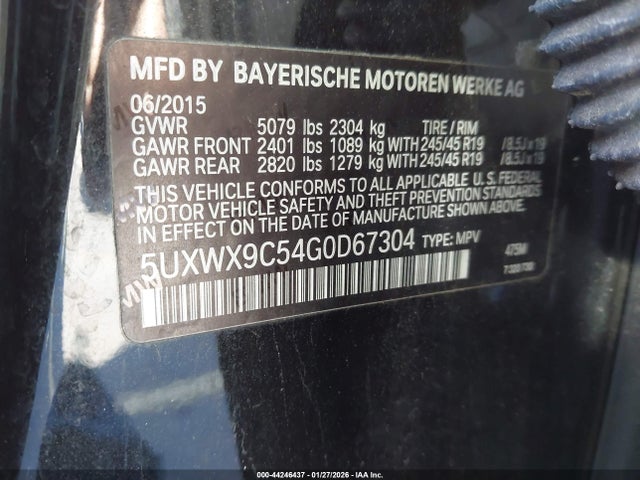 2016 Bmw X3 Xdrive28i მანქანა იყიდება აუქციონზე, vin: 5UXWX9C54G0D67304, აუქციონის ნომერი: 44246437