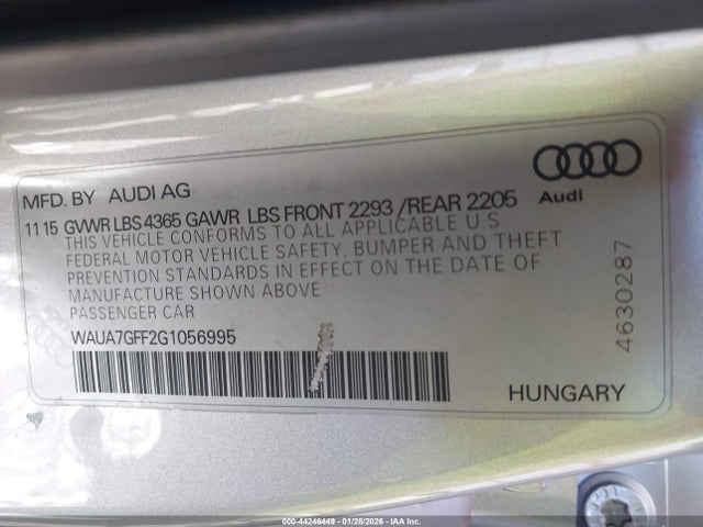 Продаж на аукціоні авто 2016 Audi A3 1.8t Premium, vin: WAUA7GFF2G1056995, номер лоту: 44246449