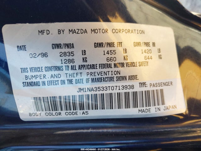 Aukcja sprzedaży 1996 Mazda Mx-5 Miata, vin: JM1NA3533T0713938, numer aukcji: 44246460