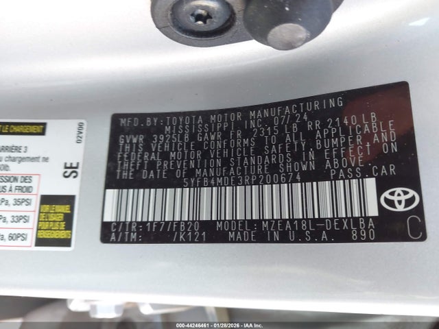 Toyota COROLLA LE 2024 5YFB4MDE3RP200674 Image 9
