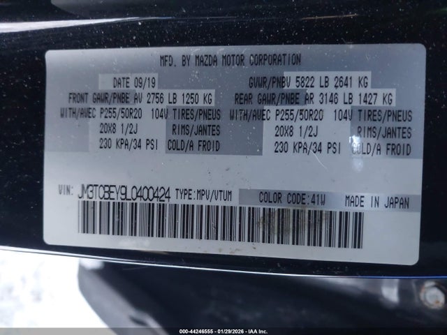 JM3TCBEY9L0400424 Mazda Cx-9 Signature