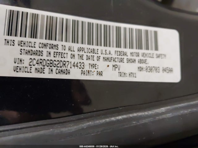 Продажа на аукционе авто 2013 Dodge Grand Caravan Se, vin: 2C4RDGBG2DR714433, номер лота: 44246559