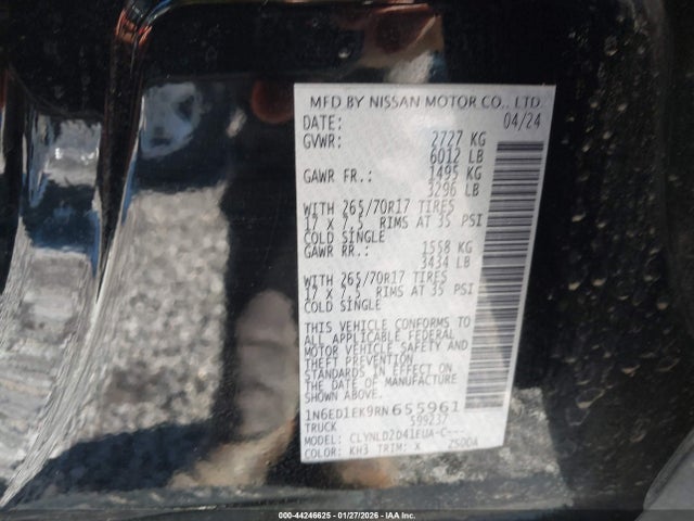 1N6ED1EK9RN655961 Nissan Frontier Pro-4x 4x4