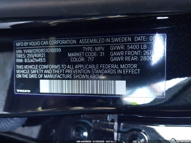 YV4M12RD8S1018899 Volvo Xc60 B5 Ultra Black Edition