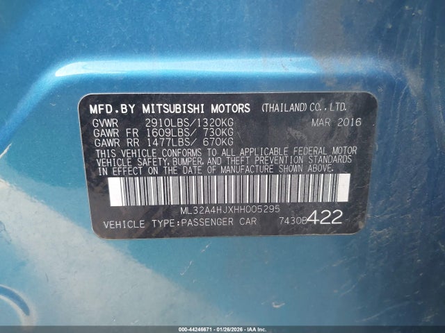 2017 MITSUBISHI MIRAGE ML32A4HJXHH005295 Photo 8
