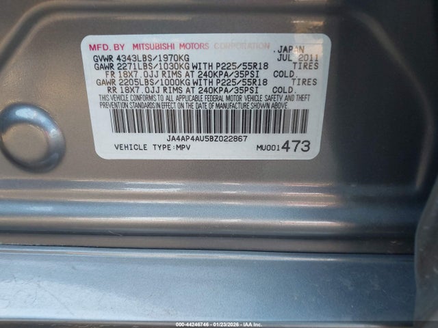 2011 MITSUBISHI OUTLANDER SPORT JA4AP4AU5BZ022867 Photo 8