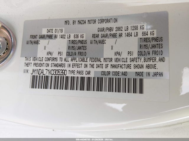 JM1NDAL71K0305390 Mazda Mx-5 Miata Rf Club